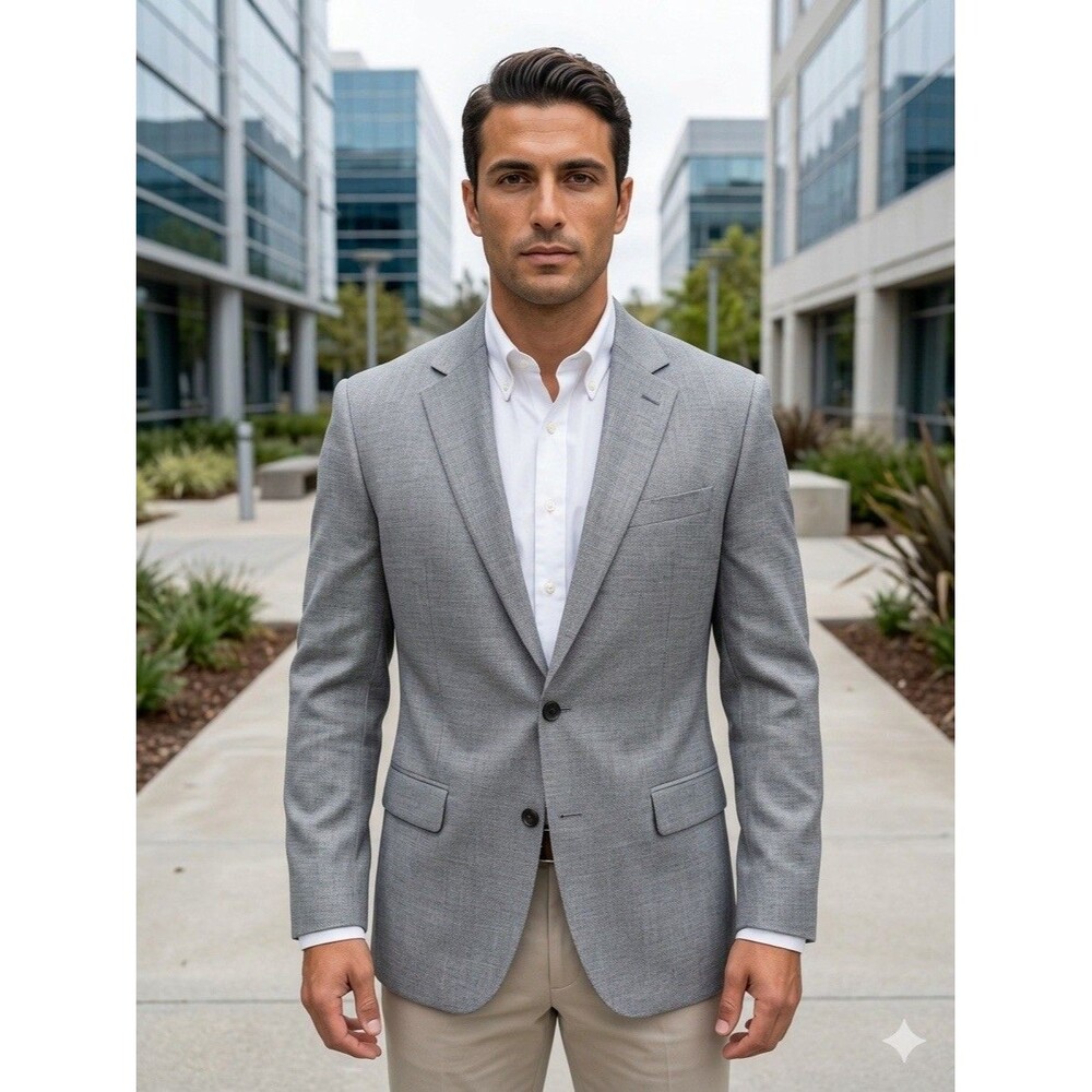NEW Bonobos Jetsetter Sz 48L Italian Marzotto Wool Blazer Gray Standard Fit